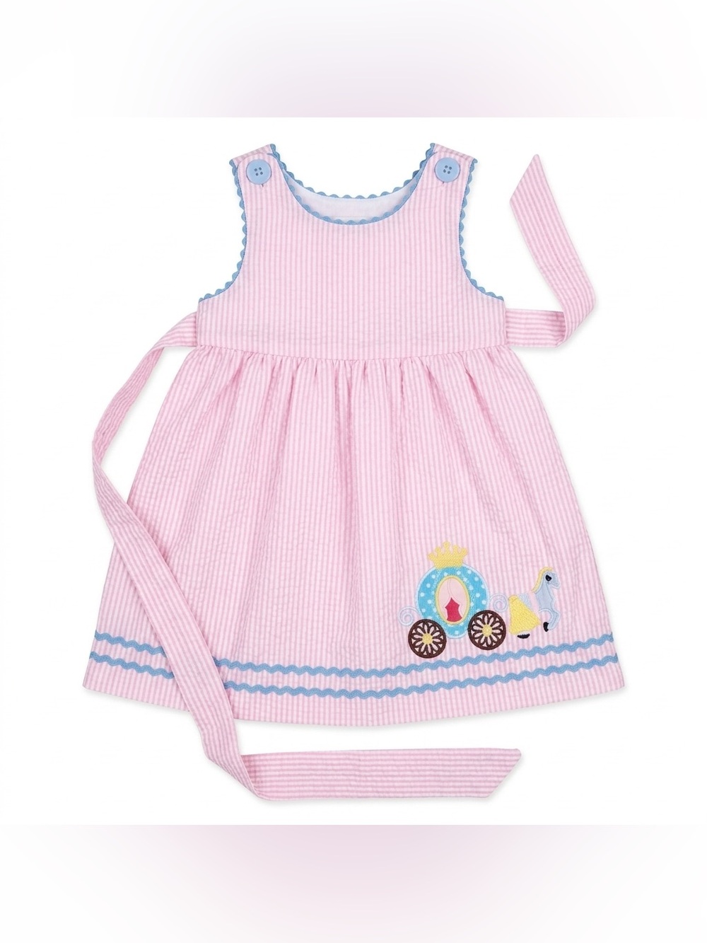 Lil Cactus Pink Seersucker Cinderella Carriage Dress | 18-24M